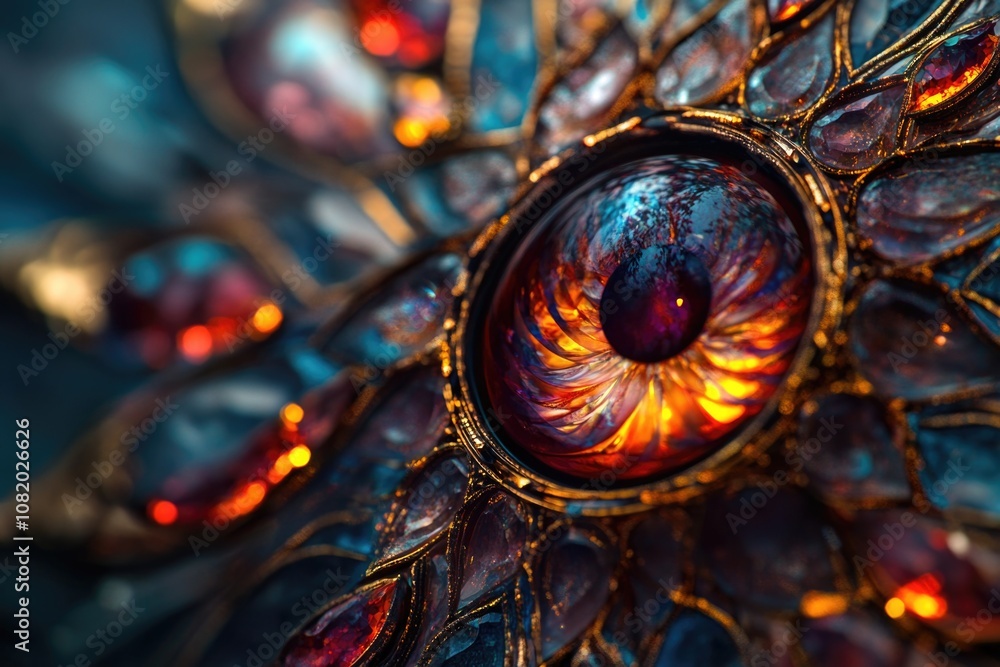 Poster a detailed view of a beautiful decorated glass object with intricate designs and patterns