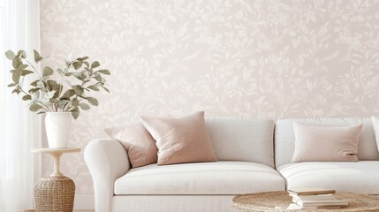 Soft pastel damask delicate floral patterns create a calming ethereal effect