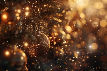 A detailed view of a Christmas ornament on a decorated tree, ideal for holiday-themed designs and decorations