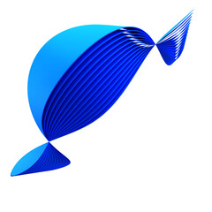 3D Abstract blue wave motion element
