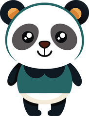 Vector illustration, Funny little panda child smiling on a white background