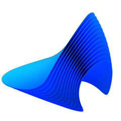 3D Abstract blue wave motion element
