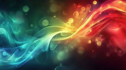 Red blue and green buttons dissolve into waves on a smooth background