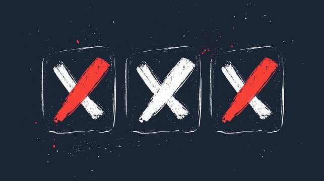 Abstract Graphic Representing Rejection with Artistic Emphasis on Cross Marks in Red, White, and Black Colors for Creative Concepts and Designs