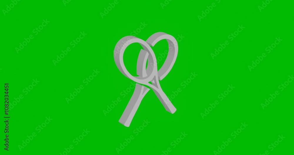 Poster animation of rotation of a white crossed tennis rackets symbol with shadow. simple and complex rotat
