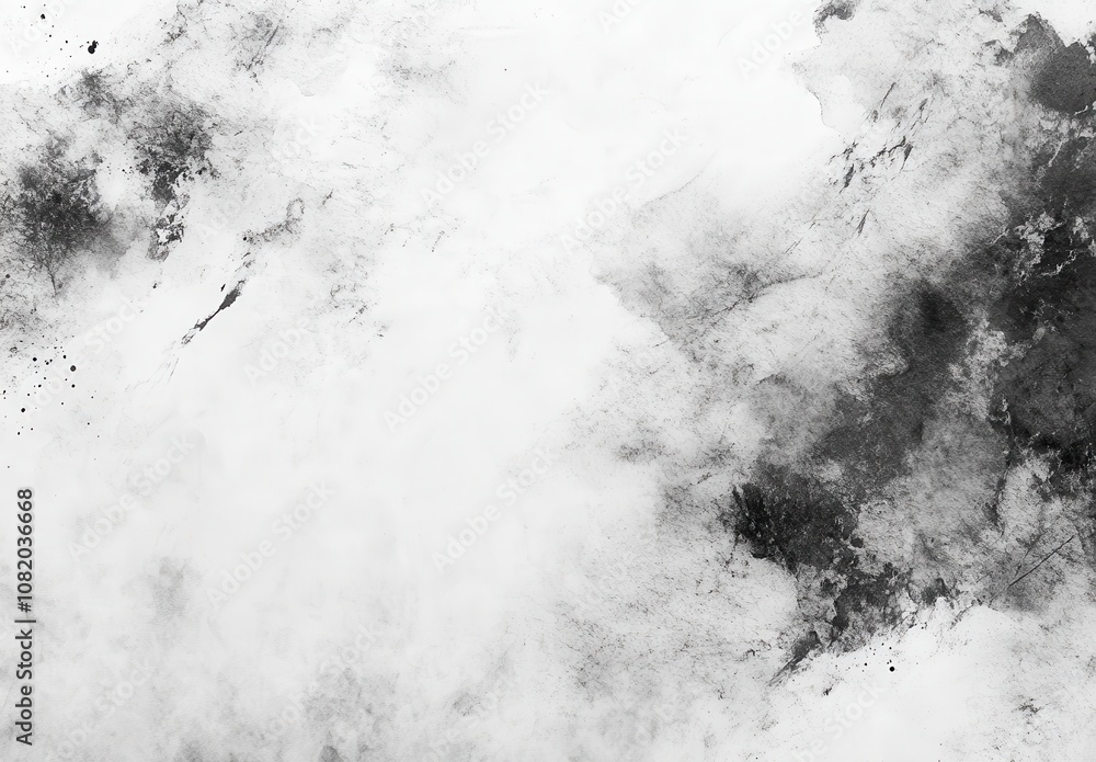 Poster abstract monochrome texture with ink splatters and brush strokes creating a moody atmosphere suitabl