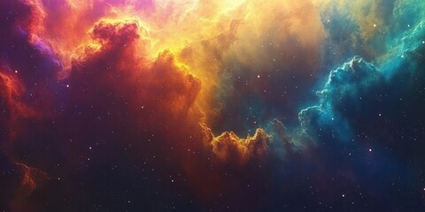 Fototapeta premium Vibrant Nebula with Stars in Cinematic Colors