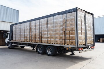 A big rig loaded with boxes and containers