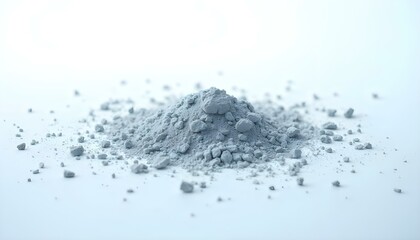 ash particles scattered on a pure white background, with varying sizes of ash flecks creating a textured appearance create with ai