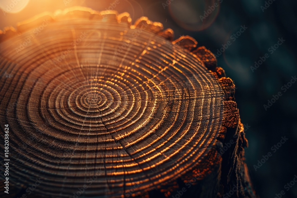 Poster close-up of wood texture with warm sunlight in the background