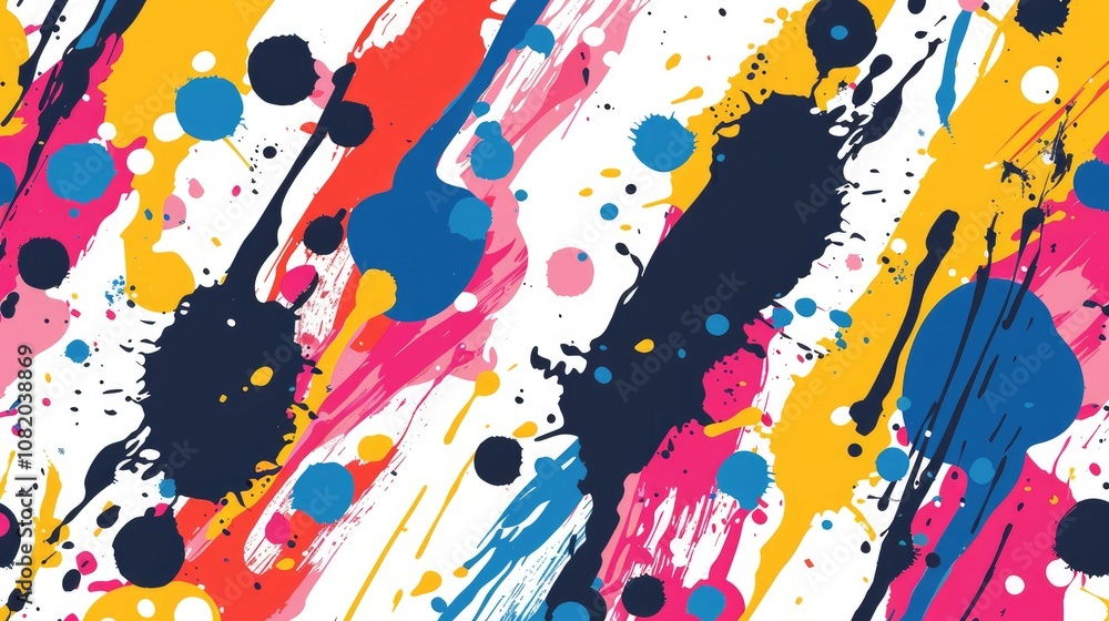 Poster abstract seamless pattern with ink blots, brush strokes and splashes. creative background for your d