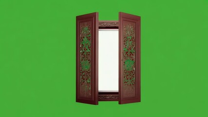 wide open doors reveal white message placement perfect holiday themed graphics 4K video isolated three-dimensional festive promotion realistic savings season winter year start sale news advert