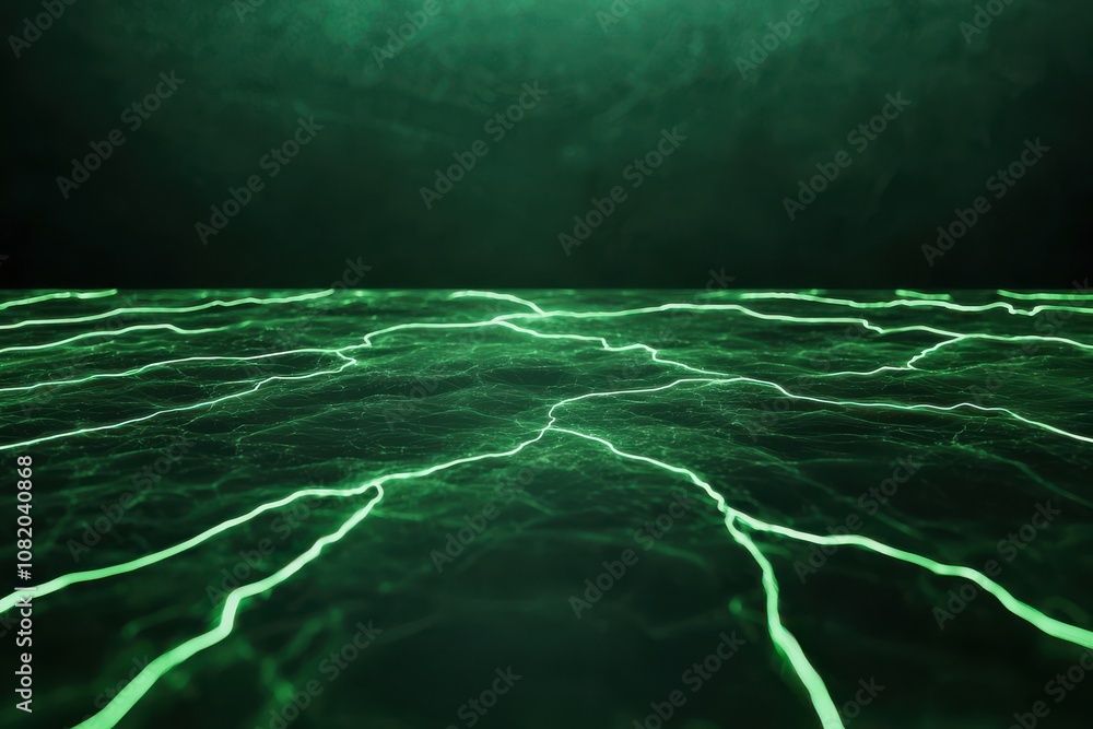 Poster quantum computing of cryptography concept. a mesmerizing green surface with energetic, flowing lines