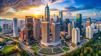 Obraz premium HSBC KL Main TRX Circle, a drone's-eye view.