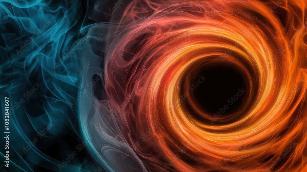 Poster quantum computing of cryptography concept. a vivid depiction of swirling orange and blue smoke, crea
