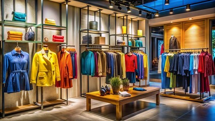 Fototapeta premium Maximize apparel impact with strategic hanging displays.