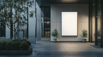 Modern Urban Entrance with Blank Billboard Space