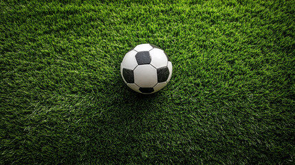 Obraz premium Soccer Ball on Green Sports Field Turf