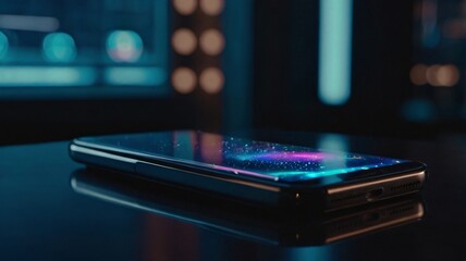 smartphone on a futuristic desk