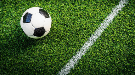 Soccer Ball on Green Sports Field Turf