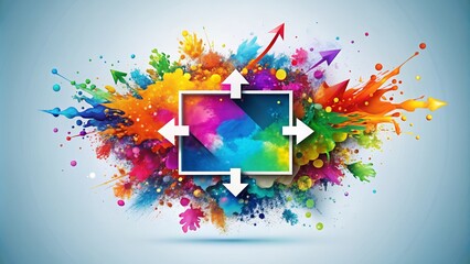Squircle Arrow Frame Vector Graphic with Splash Photography Elements for Modern Design Projects