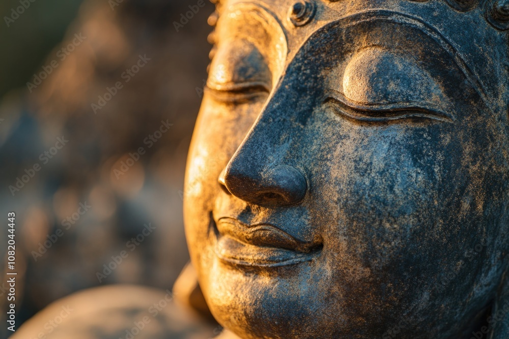 Poster a detailed view of a statuesque human face, ideal for use in editorial or advertising contexts