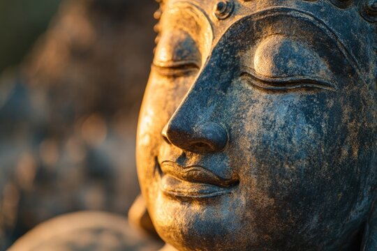 A detailed view of a statuesque human face, ideal for use in editorial or advertising contexts