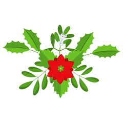 Christmas wreath design element. Winter holiday decoration.