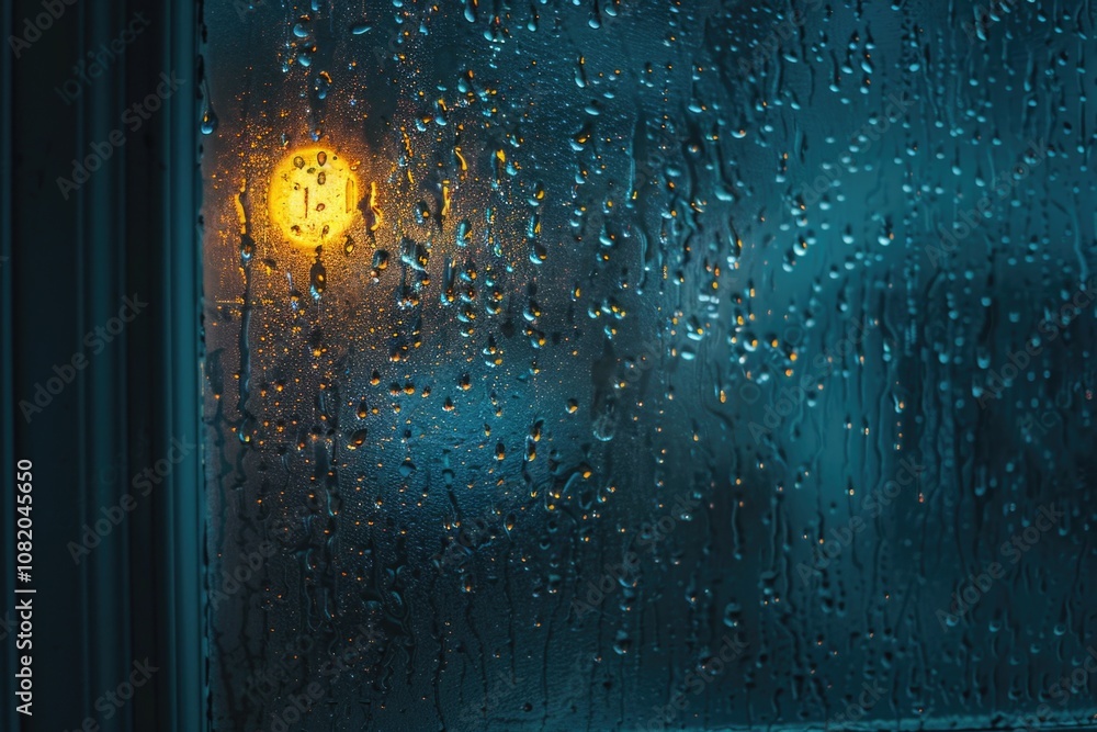 Aufkleber a close-up view of a window with rain drops, great for use in weather or atmosphere related scenes