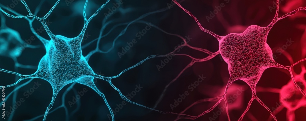 Poster quantum computing of cryptography concept. colorful digital depiction of neurons, showcasing connect