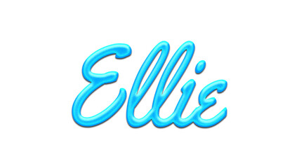 Glowing blue effect of name Ellie on white background.