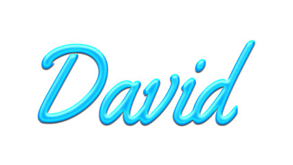 Glowing blue effect of name David on white background.