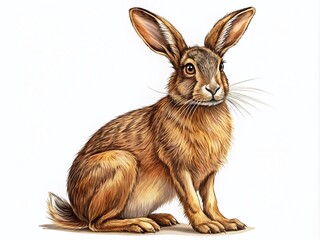 Obraz premium Wild Hare, Brown Rabbit, European Bunny – Candid AI art for apparel.