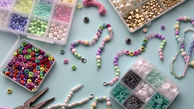 Crafting friendship bracelets with colorful beads