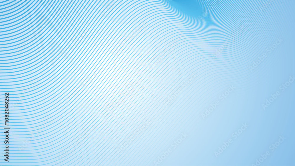 Wall mural deep sky blue gradient abstract background with stripes curve line vector image
