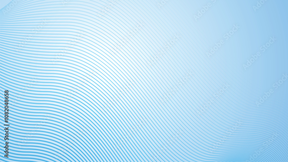Wall mural deep sky blue gradient abstract background with stripes curve line vector image