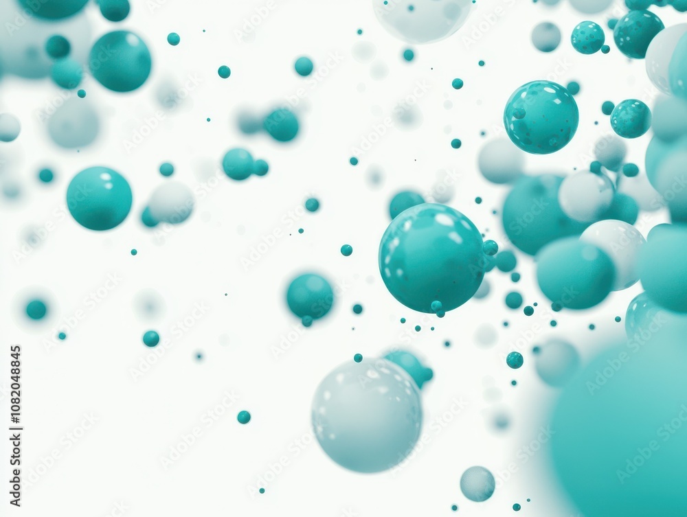 Poster dynamic floating bubbles abstract visuals graphic design minimalist environment aerial view concept 