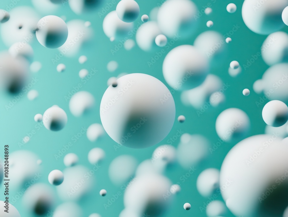 Poster exploring microscopic particles in a fluid environment scientific visualization abstract conceptuali