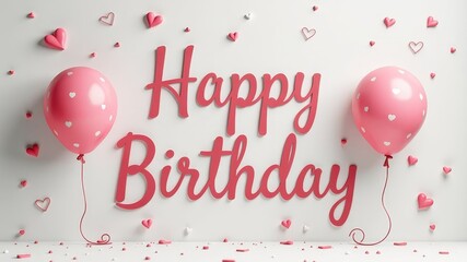 Happy Birthday Greeting Card in White and Pink Colors.