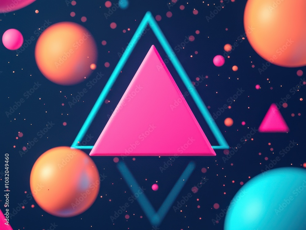 Poster dynamic geometric shapes in vibrant colors abstract background digital art futuristic environment cl
