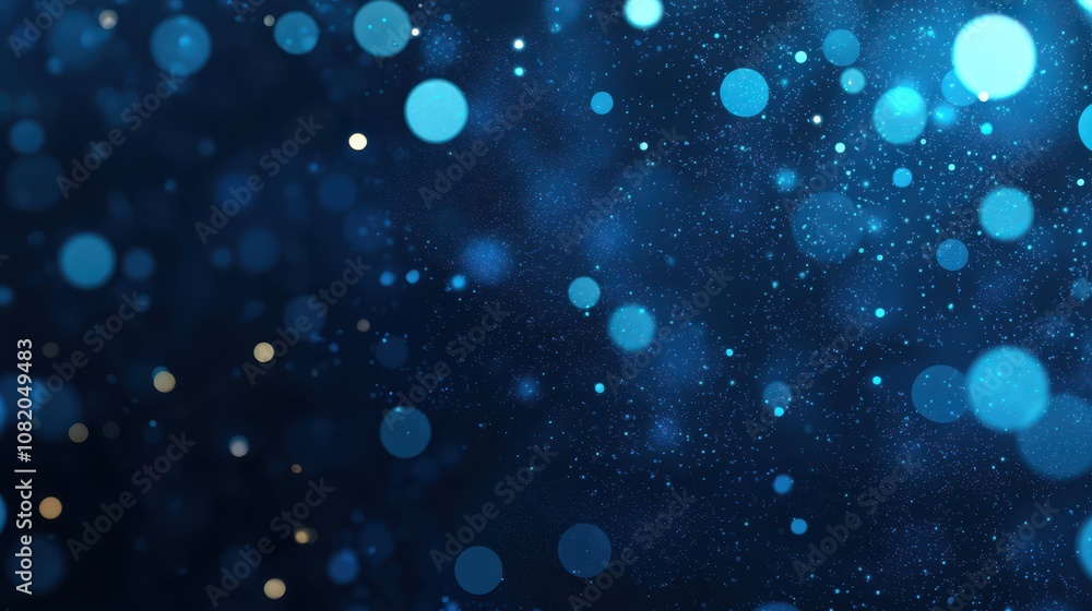 Poster Dynamic blue bokeh effect abstract background digital art nighttime macro view light play and depth