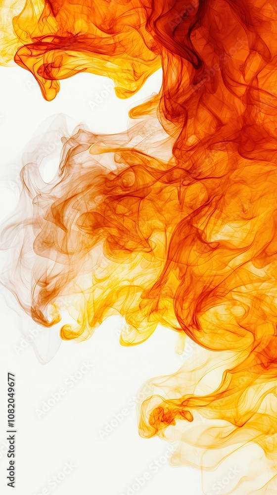 Poster dynamic swirls of orange and yellow smoke abstract art digital creation ethereal atmosphere close-up