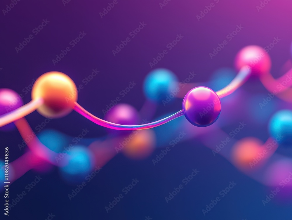 Poster molecular interaction visualization digital art abstract science concept colorful environment close-