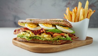 베이컨과 아보카도 야채가 들어간 샌드위치