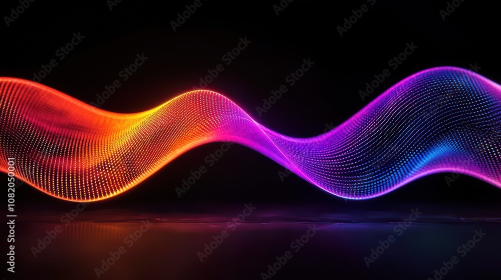 Poster dynamic color waves displaying digital flow abstract art studio setting high-contrast viewpoint visu