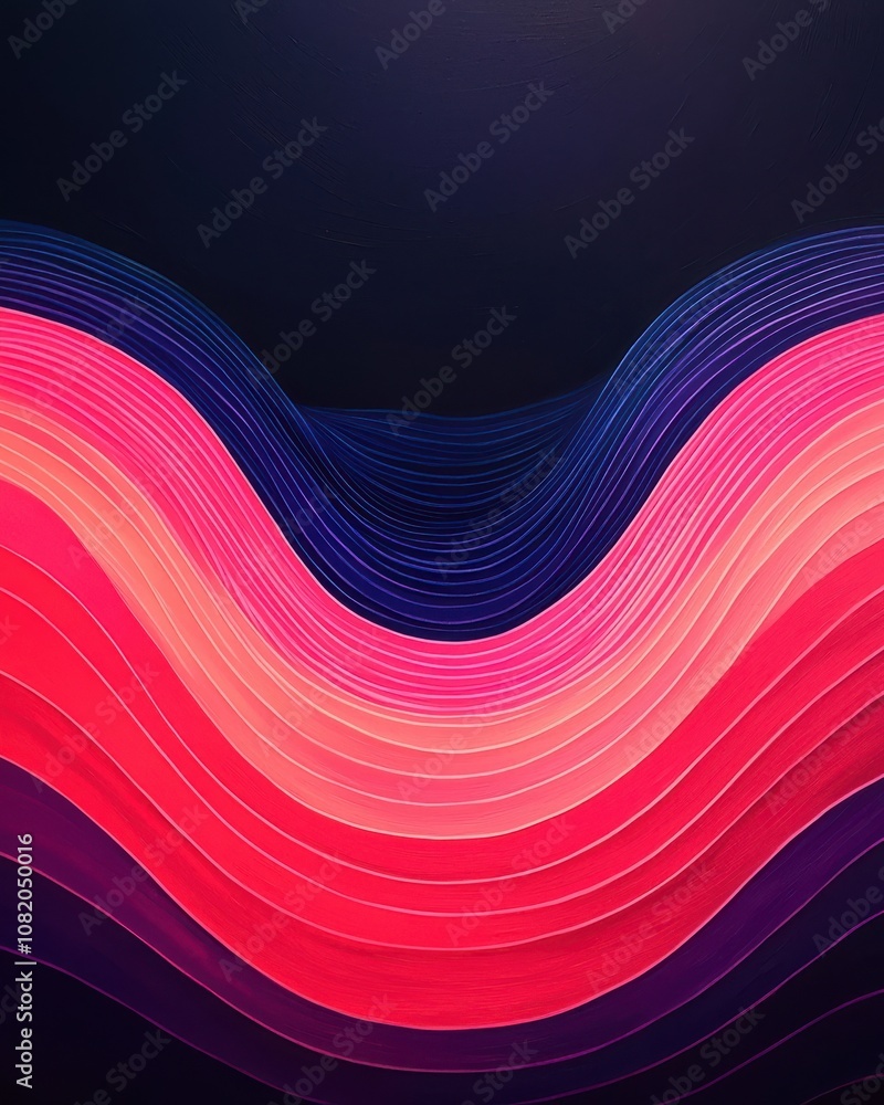 Poster dynamic wave patterns illustrating vibrant colors abstract art contemporary design creative space cl
