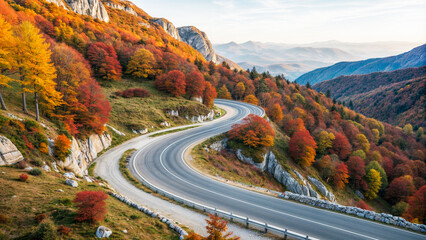 Autumn s Embrace on a Misty Forest Road