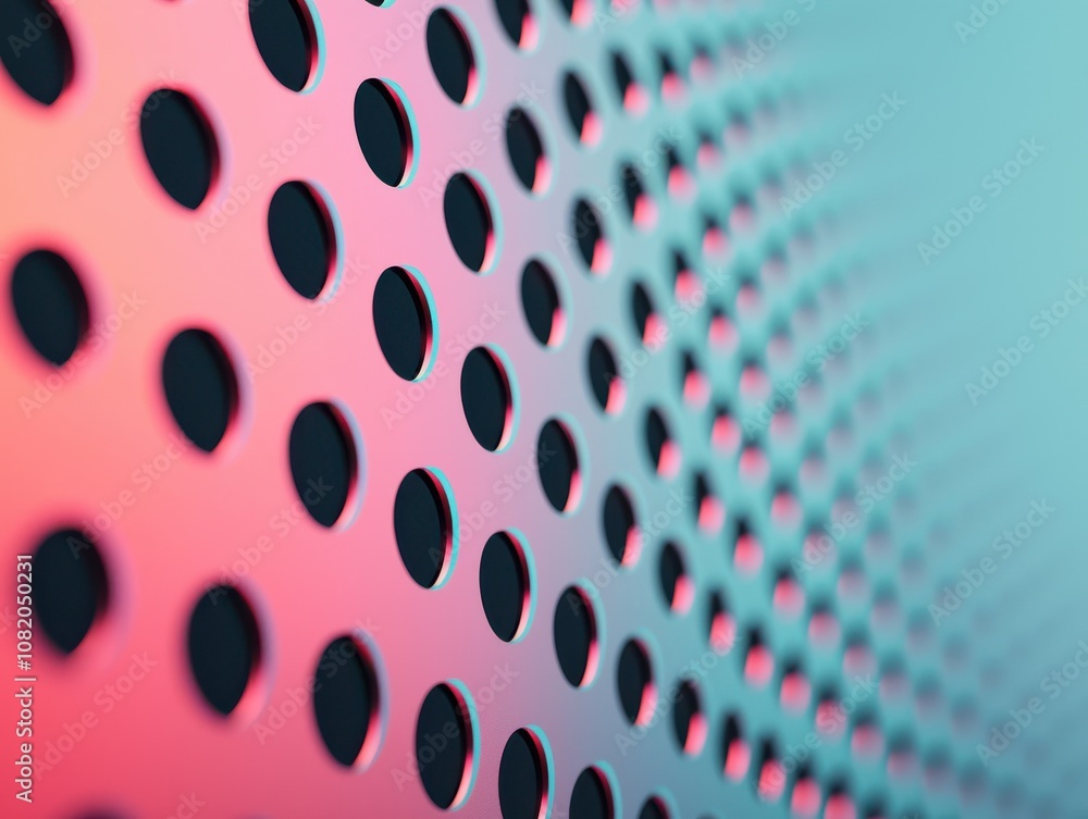 Poster dynamic patterns of perforated material abstract art modern design artistic environment close-up vie