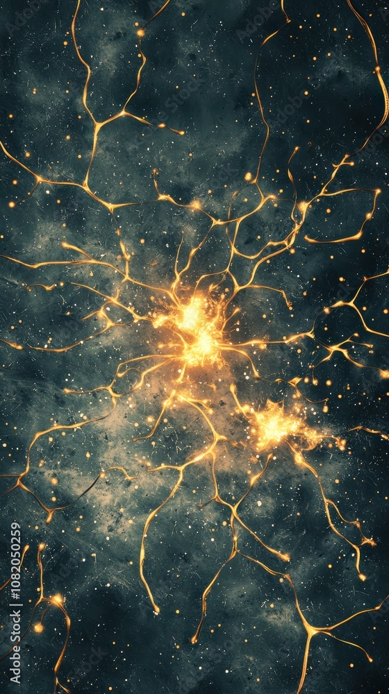 Poster dynamic cosmic energy burst outer space abstract art celestial environment macro viewpoint universal
