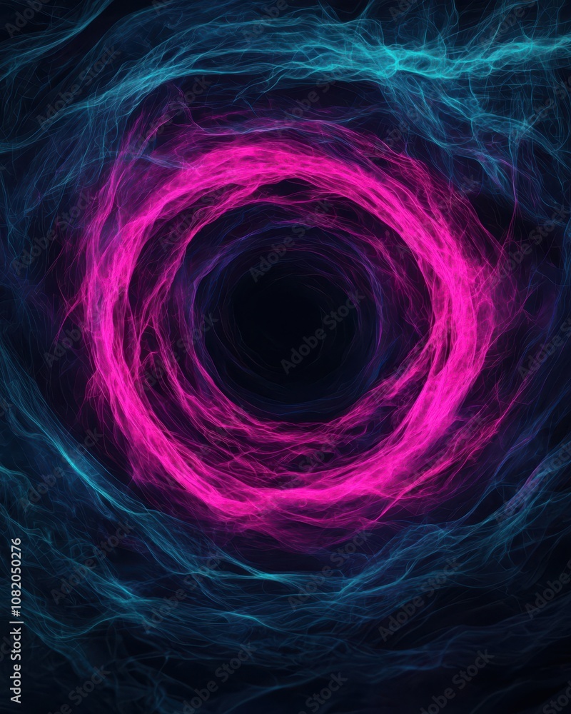 Poster dynamic energy flow visualizing a mystical circular portal abstract art concept modern digital desig